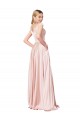 Rosa A-Linien Off-Schulter Satin Lange Formale Brautjungfernkleider / Abendkleider / Abiballkleider Online