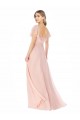 Rosa A-Linien Quadrat Ausschnitt Chiffon Lange Brautjungfernkleider Online