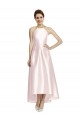 Rosa A-Linien Spaghetti-Träger Neckholder Satin Lange Brautjungfernkleider Online