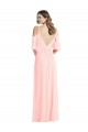 Rosa A-Linien V-Ausschnitt Chiffon Lange Brautjungfernkleider Online