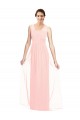 Rosa A-Linien V-Ausschnitt Chiffon Lange Brautjungfernkleider Online