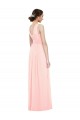 Rosa A-Linien V-Ausschnitt Chiffon Lange Brautjungfernkleider Online