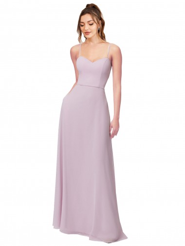 Rosa Leuchten A-Linien Chiffon Lange Brautjungfernkleider Online