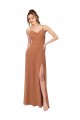 Rosenholz A-Linien Haube Ausschnitt Chiffon Lange Brautjungfernkleider Online