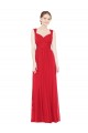 Rot A-Linien Chiffon Lange Brautjungfernkleider Online