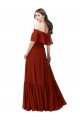 Rot A-Linien Off-Schulter Chiffon Lange Brautjungfernkleider Online