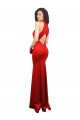 Rot Meerjungfrau Neckholder Stretch-Satin Lange Formale Brautjungfernkleider / Abendkleider / Abiballkleider Online