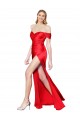 Rot Meerjungfrau Off-Schulter Stretch-Satin Lange Formale Brautjungfernkleider / Abendkleider / Abiballkleider Online
