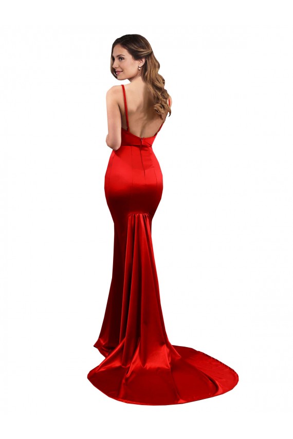 Rot Meerjungfrau Stretch-Satin Lange Formale Brautjungfernkleider / Abendkleider / Abiballkleider Online