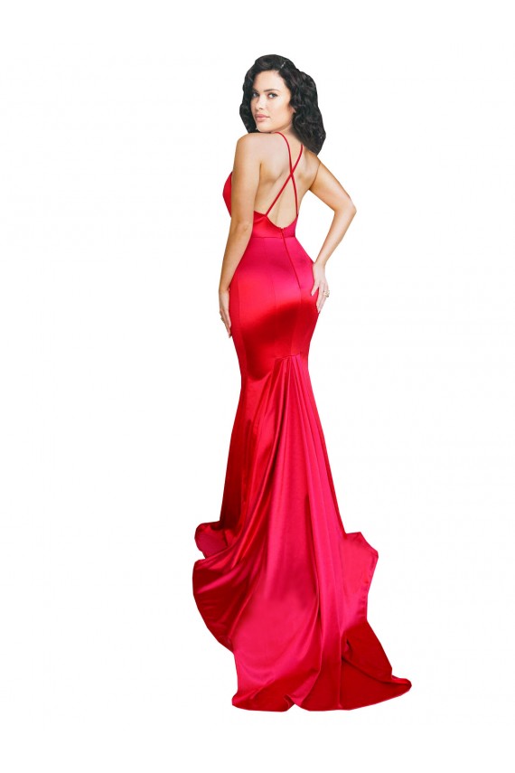 Rot Meerjungfrau Stretch-Satin Lange Formale Brautjungfernkleider / Abendkleider / Abiballkleider Online