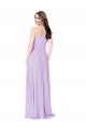 Safran A-Linien V-Ausschnitt Chiffon Lange Brautjungfernkleider Online