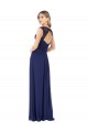 Saphir A-Linien V-Ausschnitt Chiffon Lange Brautjungfernkleider Online