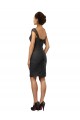 Schiefergrau A-Linien Off-Schulter Knielang Chiffon Spitze Kurze Brautjungfernkleider / Cocktailkleider Online