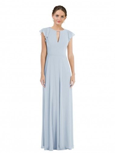 Seeglas A-Linien Chiffon Lange Formale Brautjungfernkleider / Abendkleider Online