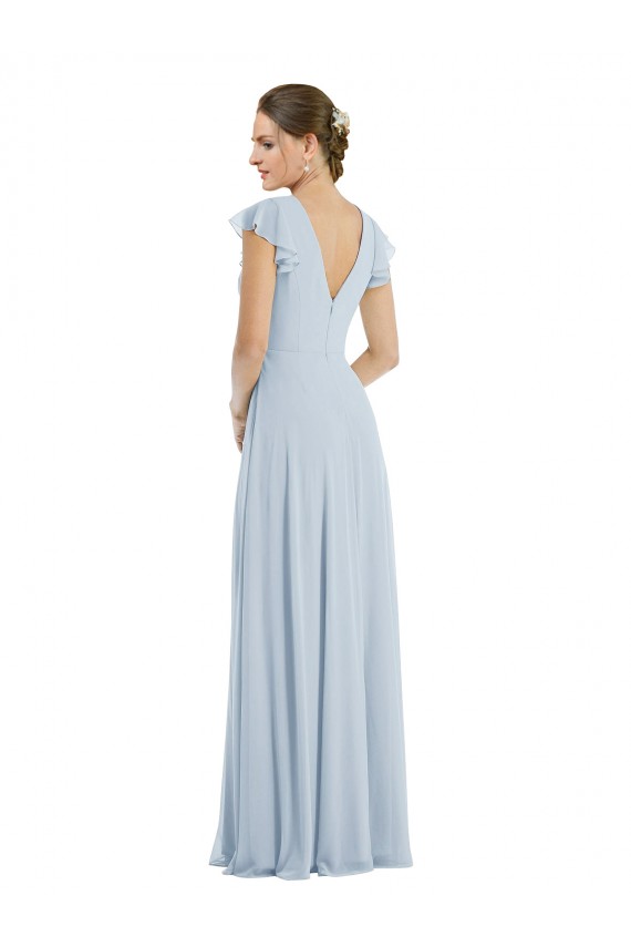 Seeglas A-Linien Chiffon Lange Formale Brautjungfernkleider / Abendkleider Online