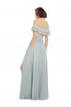 Seeglas A-Linien Off-Schulter Chiffon Lange Brautjungfernkleider Online