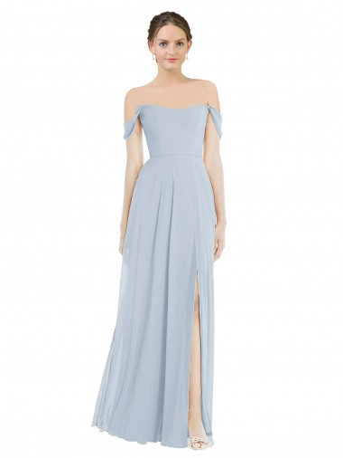 Seeglas A-Linien Off-Schulter Chiffon Lange Brautjungfernkleider Online