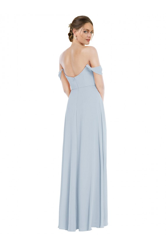 Seeglas A-Linien Off-Schulter Chiffon Lange Brautjungfernkleider Online