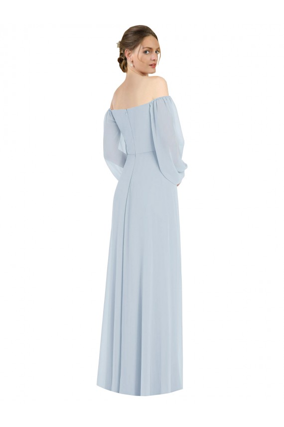 Seeglas A-Linien Off-Schulter Chiffon Lange Formale Brautjungfernkleider / Abendkleider Online