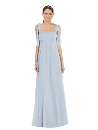 Seeglas A-Linien Spaghetti-Träger Chiffon Lange Brautjungfernkleider Online