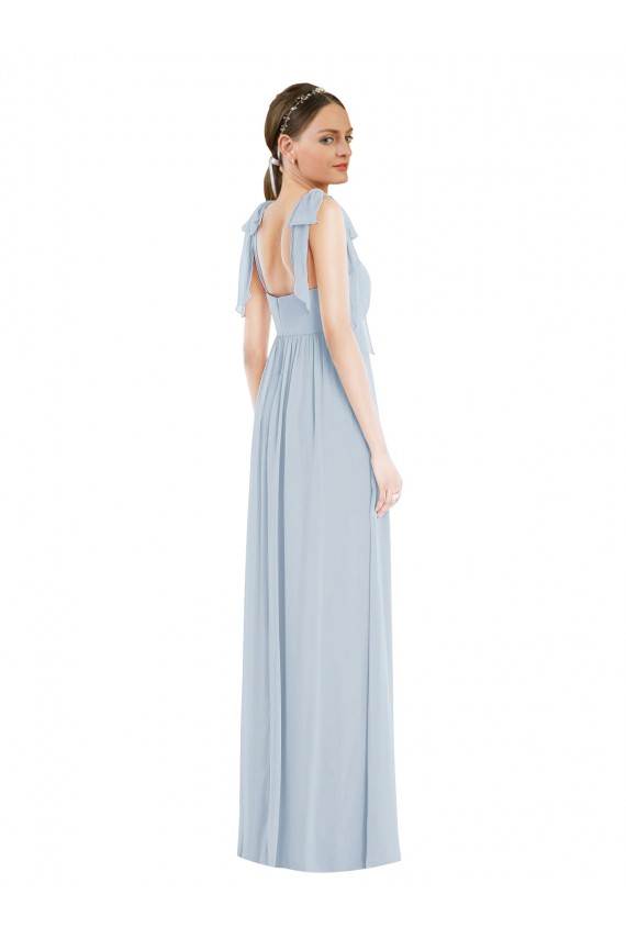 Seeglas A-Linien Spaghetti-Träger Chiffon Lange Brautjungfernkleider Online