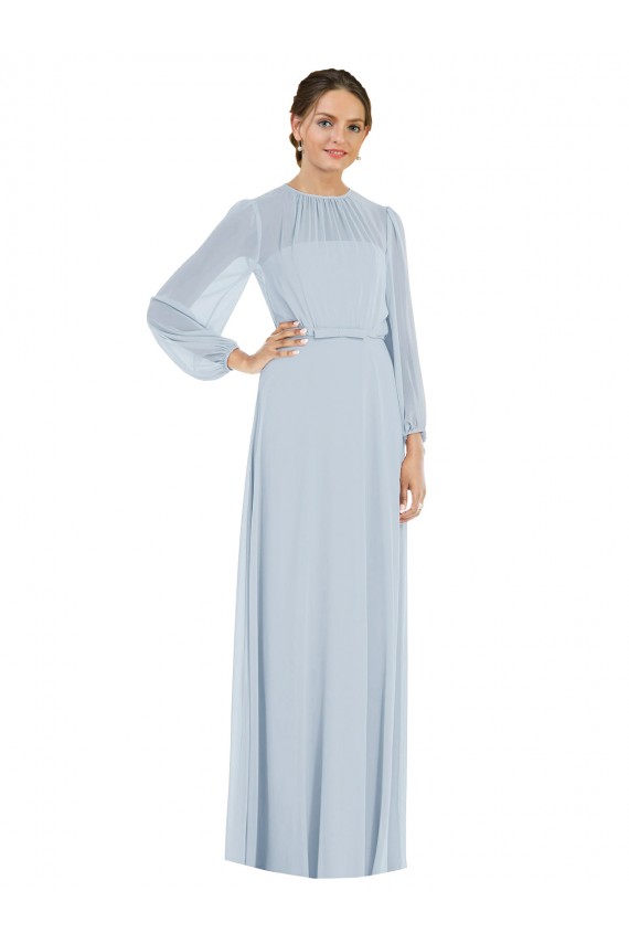 Seeglas A-Linien Trägerlos Chiffon Lange Formale Brautjungfernkleider / Abendkleider Online