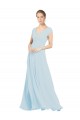 Seeglas A-Linien V-Ausschnitt Chiffon Lange Brautjungfernkleider Online