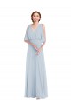 Seeglas A-Linien V-Ausschnitt Chiffon Lange Brautjungfernkleider Online