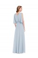 Seeglas A-Linien V-Ausschnitt Chiffon Lange Brautjungfernkleider Online