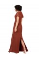 Seeglas A-Linien V-Ausschnitt Chiffon Lange Brautjungfernkleider Online