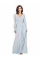 Seeglas A-Linien V-Ausschnitt Chiffon Lange Brautjungfernkleider Online