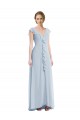Seeglas A-Linien V-Ausschnitt Chiffon Lange Brautjungfernkleider Online