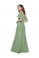 Seegras A-Linien V-Ausschnitt Chiffon Lange Brautjungfernkleider Online