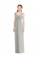 Silber A-Linien Chiffon Lange Brautjungfernkleider Online