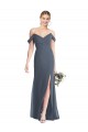 Silberner Stein Trompete Off-Schulter Chiffon Lange Brautjungfernkleider Online