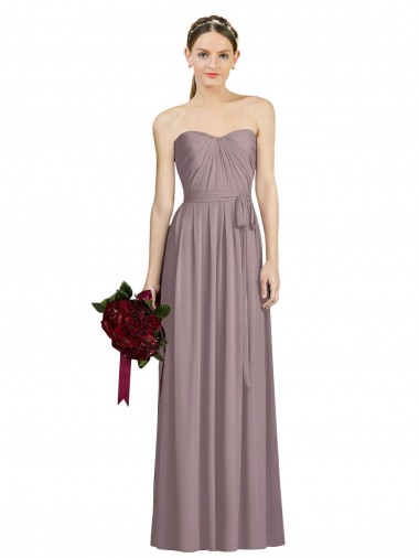 Staubige Rose A-Linien Chiffon Lange Brautjungfernkleider Online