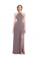 Staubige Rose A-Linien Neckholder Chiffon Lange Formale Brautjungfernkleider / Abendkleider Online