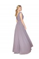 Staubige Rose A-Linien V-Ausschnitt Chiffon Lange Formale Brautjungfernkleider / Abendkleider / Abiballkleider Online