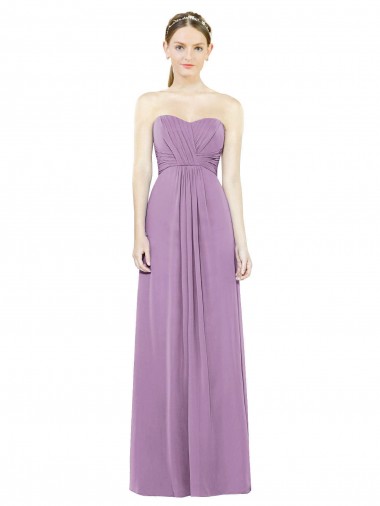 Staubiger Lavendel A-Linien Chiffon Lange Brautjungfernkleider Online