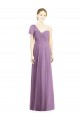 Staubiger Lavendel A-Linien Eine-Schulter Chiffon Lange Brautjungfernkleider Online