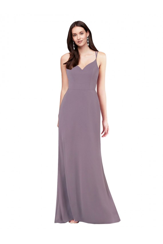 Staubiger Lavendel Etui Chiffon Lange Formale Brautjungfernkleider / Abendkleider Online