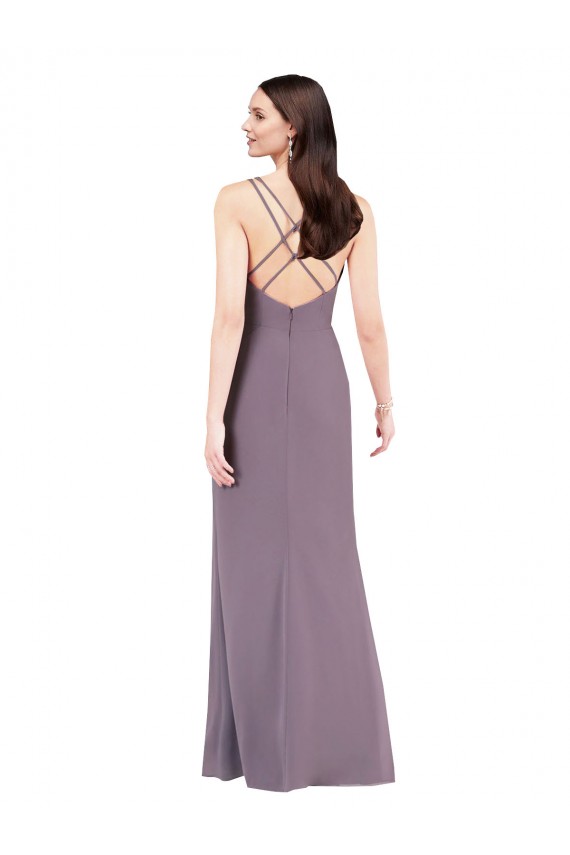 Staubiger Lavendel Etui Chiffon Lange Formale Brautjungfernkleider / Abendkleider Online
