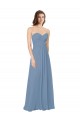 Staubiges Blau A-Linien Chiffon Lange Brautjungfernkleider Online