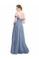Staubiges Blau A-Linien Off-Schulter Chiffon Lange Brautjungfernkleider Online
