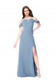 Staubiges Blau A-Linien Off-Schulter Chiffon Lange Brautjungfernkleider Online