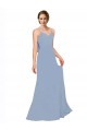 Staubiges Blau A-Linien Spaghetti-Träger Chiffon Lange Brautjungfernkleider Online
