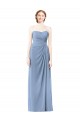 Staubiges Blau A-Linien Trägerlos Chiffon Lange Brautjungfernkleider Online