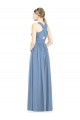 Staubiges Blau A-Linien V-Ausschnitt Chiffon Lange Brautjungfernkleider Online