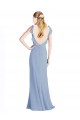 Staubiges Blau A-Linien V-Ausschnitt Chiffon Lange Brautjungfernkleider Online