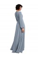 Staubiges Blau A-Linien V-Ausschnitt Chiffon Lange Brautjungfernkleider Online
